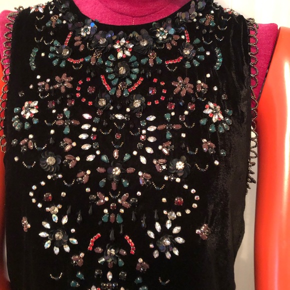 DRESS BLACK VELVET WITH RHINESTONE - Picture 2 of 7